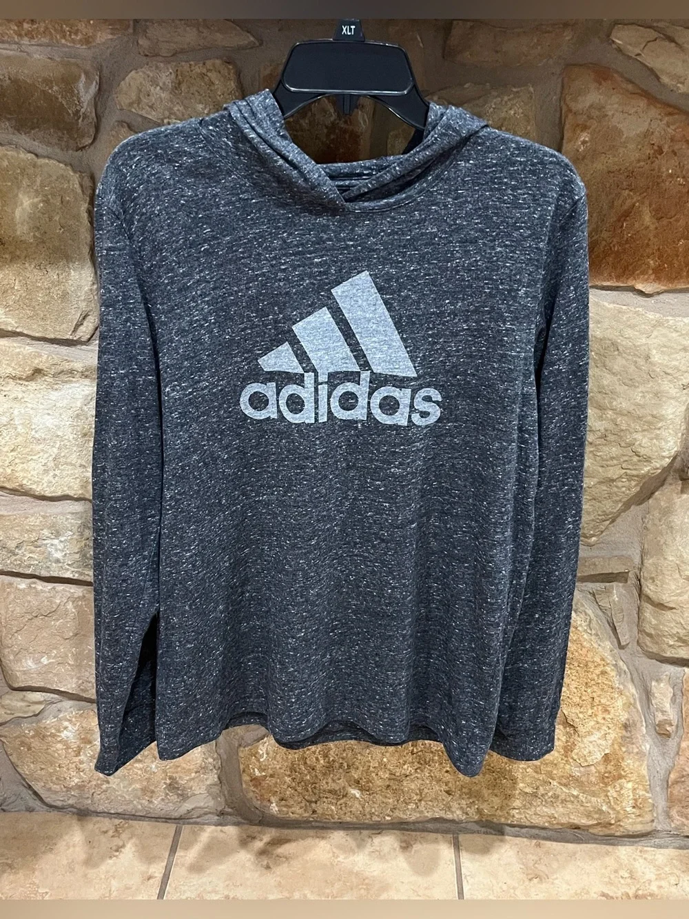Light Gray Hoodie Shirt Boy's 18/20 or Men XS Adidas Athletic Active Outdoors